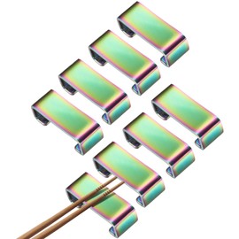 uxcell 8pcs 304 Stainless Steel Chopstick Rest, Flat Chopstick Stand Holder Knife Rest for Countertop Holding Chopstick Spoon Forks Knife Tabletop Decoration, Colorful