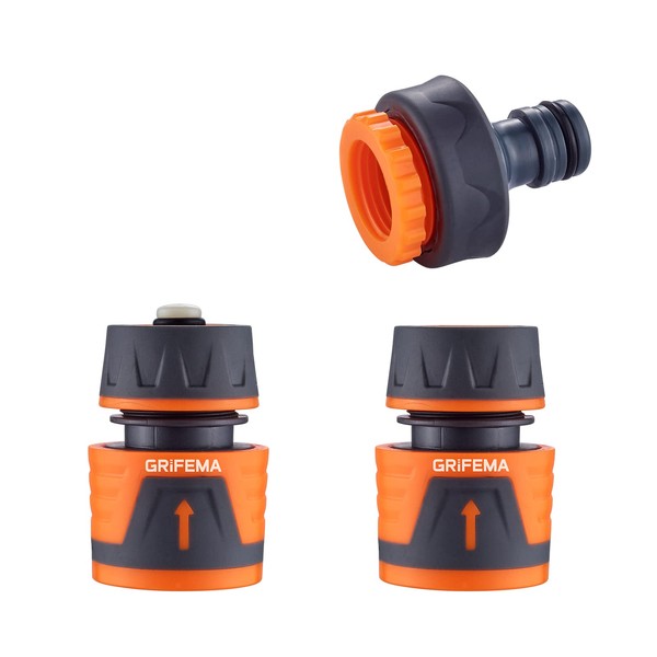 GRIFEMA GRIFEMA Schlauchverbinder Set, 1/2" Garten Schlauchverbinder, 1/2" Wasserstop Schlauchverbinder,
