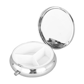 Nicear 2-Piece Stainless Steel Pill Box 50mm Round 3 compartments Suitable for Protecting Pills During Travel