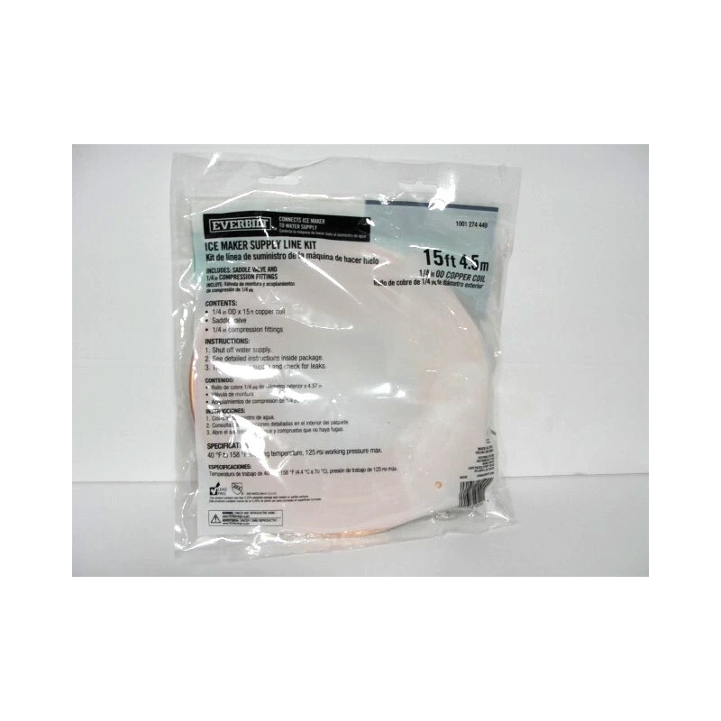 Everbilt 1/4in 15ft Ice Maker Supply Line Kit + Saddle