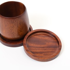 [徳成] コースター 茶托 (漆塗り/直径9.5cm) 2枚入り｜おしゃれな木製デザインでおもてなしを格上げ TAV-201