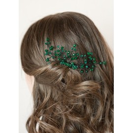 FXmimior Bridal Women Green Vintage Wedding Party Crystal Rhinestone Vintage Hair Comb Hair Accessories
