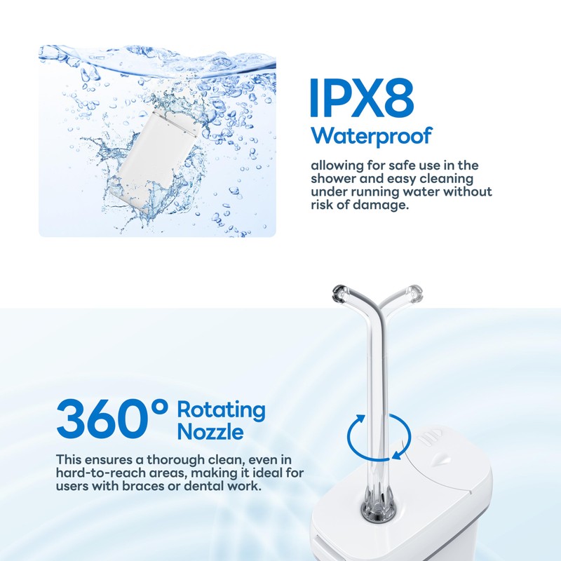 Mini Water Flosser - Portable Cordless Oral Irrigator with Telescopic