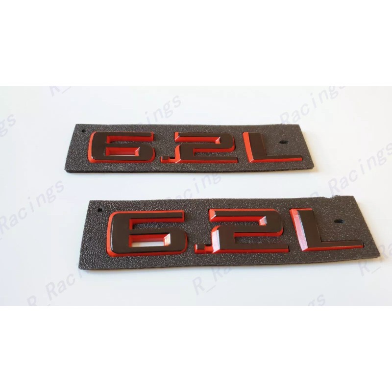 GM Auto Silverado Front Hood Black Red 6.2L Emblem Letters