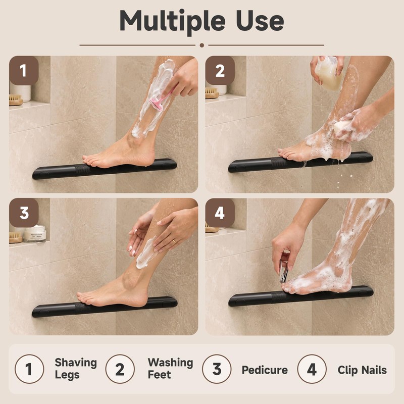Matte Black Shower Foot Rest Bar Corner Shower Foot Rest
