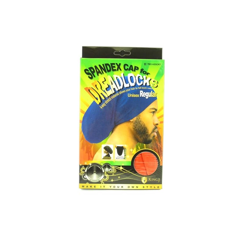 King.J Regular Size Unisex Spandex Cap For Dreadlocks (Red)