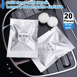 20 Pack Lemon & Ocean Aromatherapy Replacement Pads, Car Air Vent Clip Freshener Refills, Solid Fragrance Replacement Pads for Car Air Condition Clips