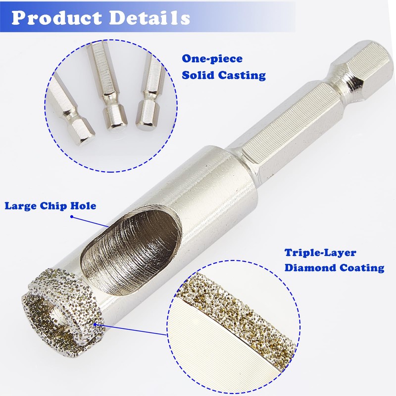 DaduoRi 1/2 inch Diamond Hole Saw, Wet Use, 1/2" Tile