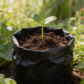 Genérico Bolsas de Cultivo para Plantas, 25 x 25 cm, Negro, 50 Unidades Agrícola, Sin Perforación, Para Vivero