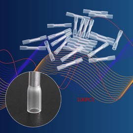 100PCS Heat Shrink Butt Connectors Kits, 26-24AWG Butt Splice Connectors Insulated Crimp Connectors Automotive Electrical Crimp Connectors Wire Terminal Connectors