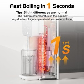 Rhovam Instant Hot Water Dispenser for Quick Heating & Dispense,Adjustable Temperatures & 3 Water Volume Dispense, Removable 100 Ounce 3L Water Tank Capacity, BPA Free