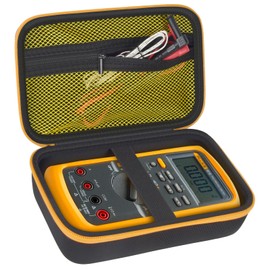 Comecase Hard Carrying Case for Fluke 87-V/ 88V/ 15B+/ 17B+ and More Digital Multimeter, Protective Travel Storage Bag - Black + Yellow Pocket