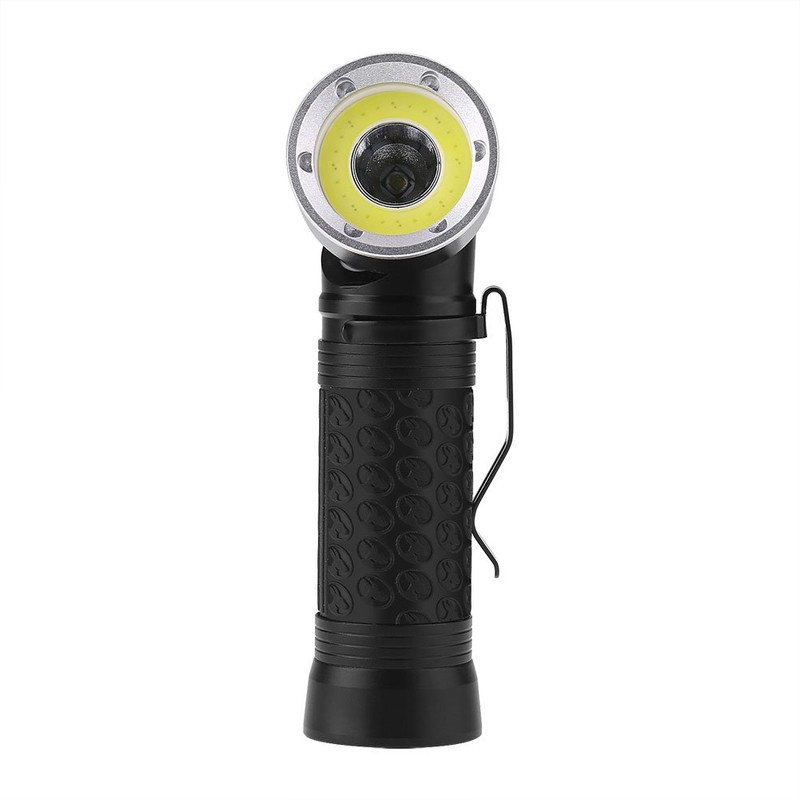 Zerodis Portable Handheld Bright Flashlight,T6+COB LED Torch,90°Foldable Magnetic Tail,4 Mode