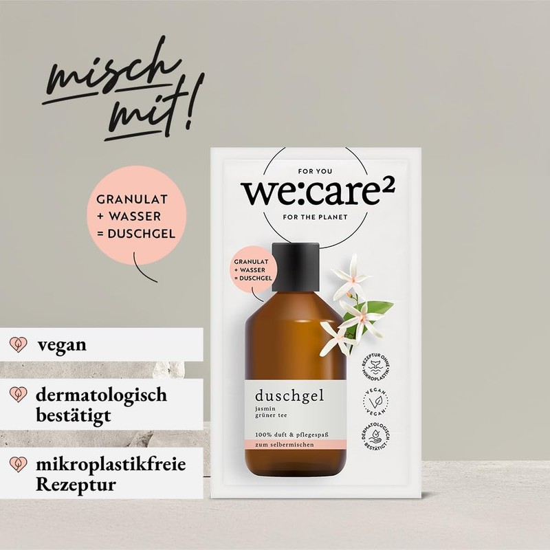 we:care² Shower Gel Powder (Granules) for Mixing Jasmine/Green Tea -
