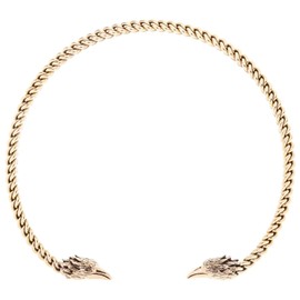 Windalf Ravon Men's Torques, Diameter 14.5 cm, Viking Necklace, Odin, Raven, Jewellery, Handmade, Bronze, Fabric