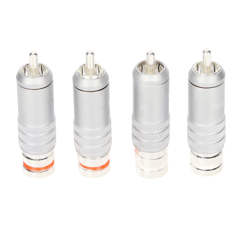 4pcs RCA Plug Silver Plated HIFI Solder RCA Connector Accommodates