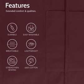 Cotton Waist Apron for Waitress with 3 Pockets Burgundy Server Aprons Set of 5