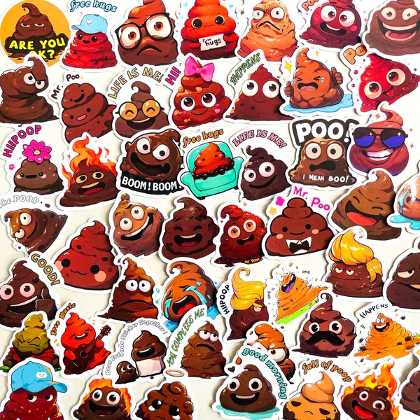 YOKSAS Funny Poop Stickers for April Fool's Day Stuff Water