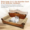 INRLKIT Luxury Cardboard Cat Scratcher Sofa Bed, Couch Shaped Scratching