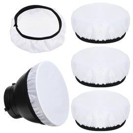 AOZUO 5Pcs Diffuser Lamp Sock, Fluorescent Light Cover for 14 to 18 cm Diameter Standard Reflector, Soft White Sock for Strobe Flash Light Studio