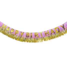 Myhaode 9.8 Feet Purple Gold Happy Birthday Foil Fringe Garland Banner Ideal for Birthday Parties, Weddings, Baby Showers Christmas Wall Hanging Decorations for Kids Adults