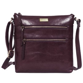ASSOTS Crossbody Bags for Women – Real Leather Sling with Multiple Pockets and Adjustable Strap – Perfect for Daily Use and Gifting (Plum Waxy VT)