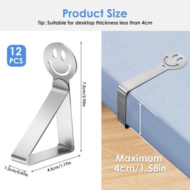 Arvoni Pack of 12 Tablecloth Clips Stainless Steel Tablecloth Holder Outdoor for Thick Tables, Smile Tablecloth Clips, Table Clips Outdoor Garden Table Restaurant, Tablecloth Holder Outdoor for Family