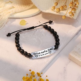 PINKDODO Drive Safe Dad Bracelet for Men Dad Gift from Daughter/Son for Birthday Valentine's Day Father's Day
