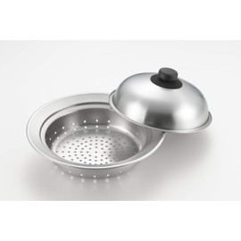 Yoshikawa SJ2631 Steaming Plate 7.9 - 8.7 inches (20 - 22 cm) (Lid Included) Made in Japan, Stainless Steel, Delicious Vegetables, Gift Wrapping Specifications
