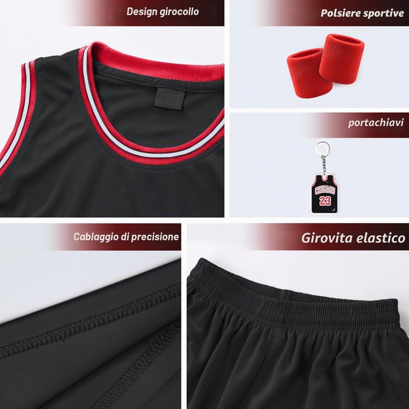 Pardofelis Maglia e pantaloncini da basket per ragazzi, ad asciugatura