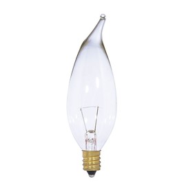 Satco S3868 12V Candelabra Base 25-Watt CA10 Light Bulb, Clear