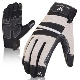 WESTWOOD FOX Safety Work Gloves for Men and Women,Touchscreen Synthetic Leather Gardening Gloves,Flexible Breathable Anti-Slip Multipurpose Utility Working Gloves for Outdoor Activites (GREY, XL)
