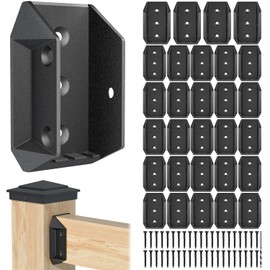 Toscoco 30 Pcs Aluminum Deck Railing Bracket Connectors for 2x4 (Actual 1 ½" x 3 ½") Wood Post, Ultra-Durable Railing Connector with 180pcs Deck Screws for Wooden Stair Fence Railing