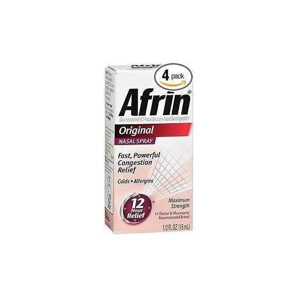 Afrin Nasal Spray Original - 0.5 Oz, Paquete De 4
