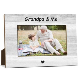 Frinalayoi Grandpa & Me Picture Frame, Best Grandfather Ever, Grandparents Day Birthday Gift from Grandchild, Grandpa Wooden Picture Frame for Home Office Tabletop Display, Holds 4x6 Inch Photo -019