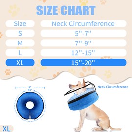 2-in-1 Soft Inflatable Dog Cone Collar Alternative with Enhanced Anti-Licking Guard Shield, Dog Collar After Surgery, Adjustable Recovery Cones for Large Medium Small Dogs and Cats (Blue,XL)