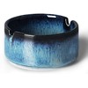 Small Ceramic Ashtray-2Pack, Ash Holder for Smokers 3-Inch (Gradient Blue)