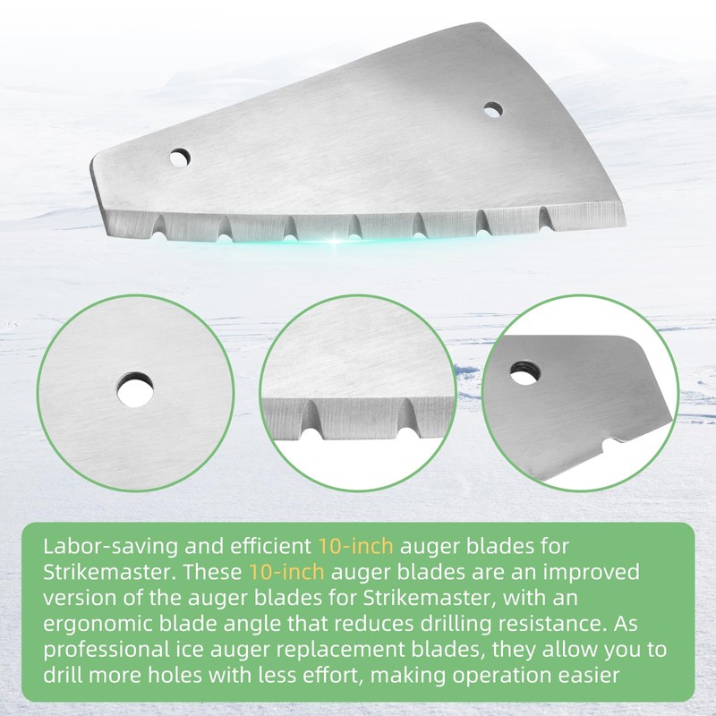 YXYYXY 10 Inch Stainless Steel Ice Auger Replacement Blades, Compatible
