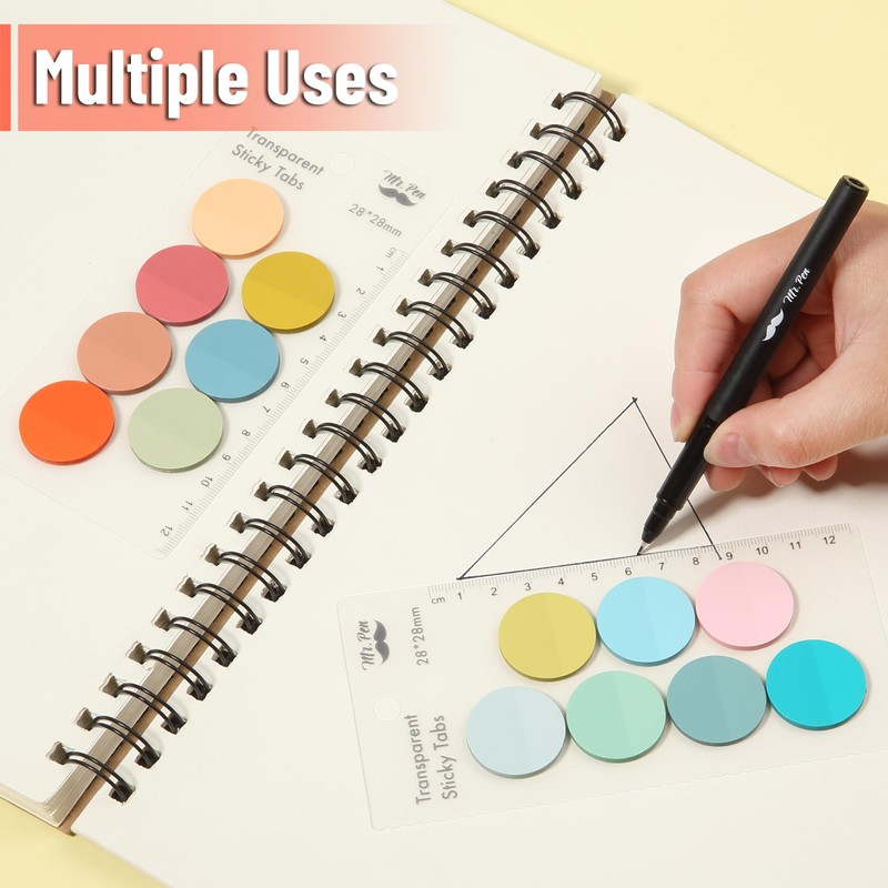 Mr. Pen- Transparent Sticky Note Set, 560Sheets, Colorful, Round Transparent
