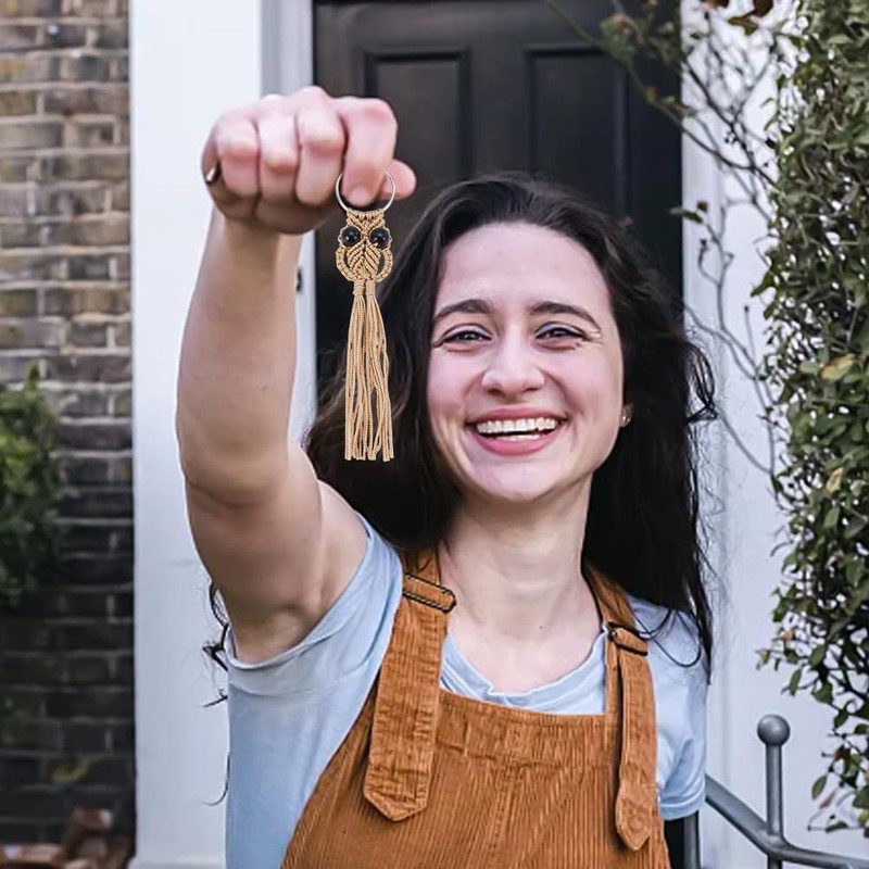 BEUNITONE 6 Sets DIY Macrame Owl Hanging kit with Step