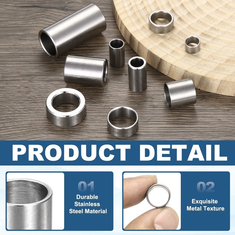 MECCANIXITY 10pcs M10 Metal Spacers, 3/8" IDx1/2" ODx5/8" Length Stainless