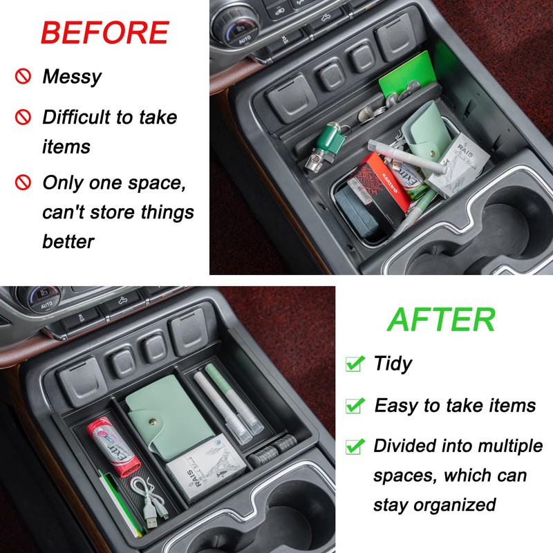 PIMCAR Center Console Organizer Tray for 2014-2018 Chevy Silverado GMC