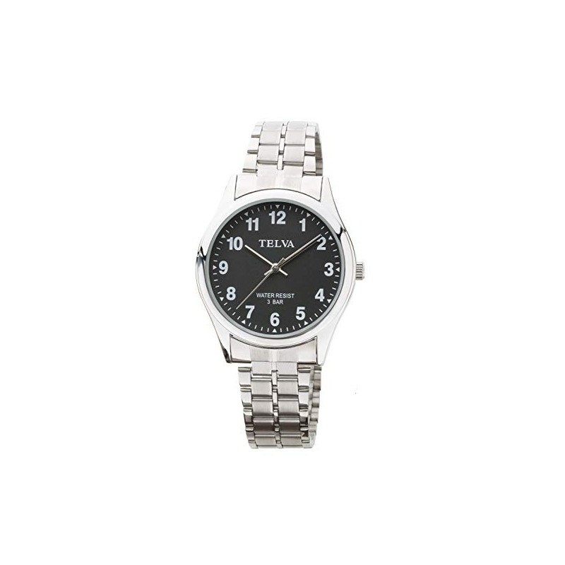 CREPHA TE-AM148-BKS Men's Wristwatch, Analog, Waterproof, Bracelet, Black, Silver, Wristwatch