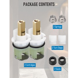 Kootesday RP25513 Faucet Replacement Assembly for Delta Bathroom Faucet 3 Hole, 2 Handle Faucet Repair Kit for Delta, Includes RP24096 Cartridge, RP4993 Seat and Spring, RP24097 1/4 Turn Stop, 2 Pack