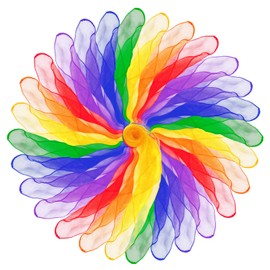 28 Pcs Juggling Scarves Square Dance Scarves Silk Scarve for Kids Toddlers Dance Music Scarfs Performance Props Musical Accessories 7 Colors (Multicolor)