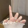 [ALLEVG]ネイルチップ 30枚入 ミントリーフ×ハワイアンフラワー3D彫刻付け爪 〜涼やかで優しい清楚系デザイン 春夏 ミディアム 人気 和風 かわいい シンプル