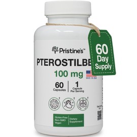 PRISTINE'S Pterostilbene 100mg Anti Aging Supplement Capsules - 60 Day Supply - Lung Health & Mental Clarity Antioxidant - High Bioavailability Vegan Non GMO