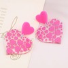 TseenYi Pink Heart Earrings Dangle Large Heart Interlocking Earrings Resin