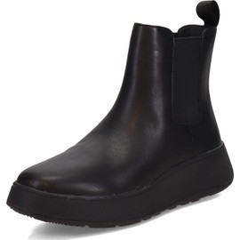 FitFlop Women's F-Mode Leather Flatform Chelsea Boots, Black, 6