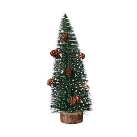 Mini Green Christmas Tree, Artificial Small Pine Tree, Snow Tree with Wooden Base (30 cm)